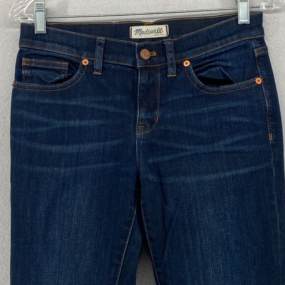 MADEWELL Jeans Womens 27 Skinny Skinny Ankle Frayed Dark Washed Denim Blue - Picture 3 of 15